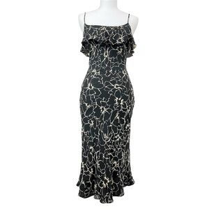 Vintage Y2k The Limited Women’s Silk Dark Floral Midi Dress Vacation Coquette